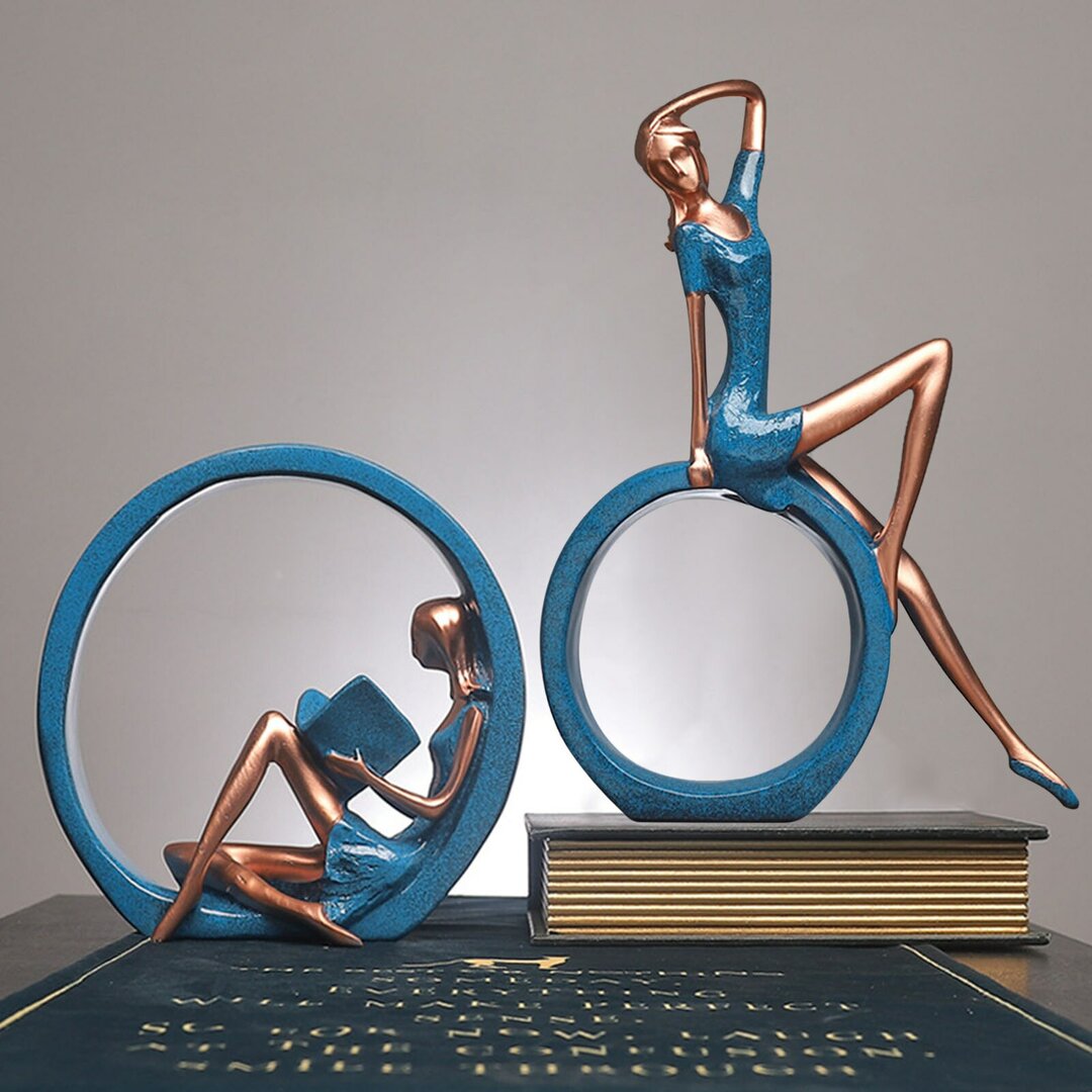 Statue Femme Yoga Abstraite - Résine Peinte Main 27cm - Décoration Moderne Salon