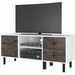 Meuble-TV-HWC-blanc-marron-Double-porte-supports-de-t-l-vision-Table-basse-organisateur-de