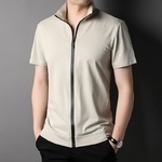 T-shirt-manches-courtes-avec-fermeture-clair-pour-homme-haut-de-marque-de-styliste-tendance-Cool