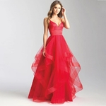 Robe-de-mari-e-en-gaze-pour-femmes-Sexy-col-en-v-bretelles-Spaghetti-Robes-de