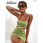 Abdeso-robe-verte-moulante-Sexy-sans-manches-Patchwork-dos-nu-pour-femmes-tenue-de-plage-de