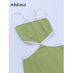 Abdeso-robe-verte-moulante-Sexy-sans-manches-Patchwork-dos-nu-pour-femmes-tenue-de-plage-de