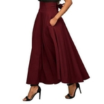 Jupe-longue-noire-avec-poche-pour-femme-tenue-Vintage-longueur-cheville-couleur-unie-haute-qualit-mode