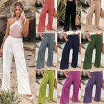 Pantalon-Large-Long-en-Lin-pour-Femmes-Coton-Surdimensionn-Robuste-Taille-lastique-Vintage-Mode-t-5XL