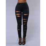 Jean-D-chir-Femme-En-Denim-Blanc-Slim-Pantalon-Moulant-V-tement-F-minin-Sexy-Collection