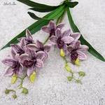 Bouquet-d-orchid-es-Cymbidium-fait-au-soleil-toucher-r-el-avec-fausses-feuilles-Flores-artificielles