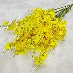 Fleur-artificielle-orchid-e-papillon-dansante-Bouquet-d-coratif-en-soie-jaune-Oncidium-en-plastique-d