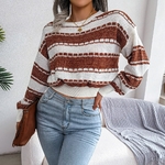 2022-New-Women-Fall-Winter-Fashion-O-Neck-Contrast-Long-Sleeve-Loose-All-Match-Knit-Sweater