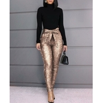 Pantalon-Long-moulant-paillettes-taille-haute-d-tail-nou-v-tements-de-f-te-glamour-bas