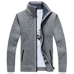 Cardigan-Manches-Longues-pour-Homme-Pull-pais-Tricot-Manteau-Polaire-Blanc-Cass-V-tement-Fermeture-clair