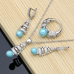 Ensemble-de-bijoux-de-mari-e-en-argent-925-boucles-d-oreilles-goutte-d-eau-pendentif