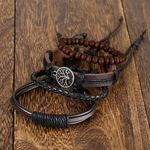 IFMIA-Bracelets-multicouches-en-cuir-tress-pour-hommes-4-pi-ces-ensemble-Bracelets-ethniques-Vintage-arbre