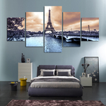 Toile-avec-cadre-de-peinture-artistique-5-panneaux-paysage-de-Paris-tour-Eiffel-salon-mur-d