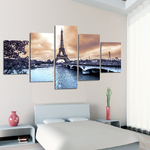 Toile-avec-cadre-de-peinture-artistique-5-panneaux-paysage-de-Paris-tour-Eiffel-salon-mur-d