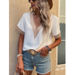 Chemisier-ample-manches-courtes-en-mousseline-de-soie-pour-femme-Blouse-blanche-surdimensionn-e-col-en