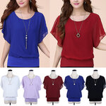 Chemisier-en-mousseline-de-soie-pour-femmes-manches-courtes-uni-volants-chauve-souris-chemise-courte-plage