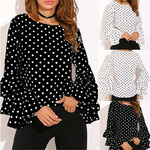 Chemisier-manches-longues-et-col-rond-pour-femme-chemise-d-contract-e-pois-la-mode-grande