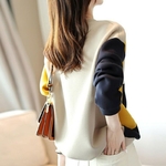 Sweat-shirt-manches-longues-et-col-rond-pour-femme-pullover-de-couleurs-contrast-es-d-contract
