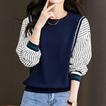 Pulls-col-rond-pour-femmes-v-tements-d-contract-s-piss-s-mode-ray-imprim-PVD