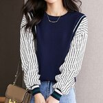 Pulls-col-rond-pour-femmes-v-tements-d-contract-s-piss-s-mode-ray-imprim-PVD