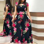Boho-Robe-longue-manches-courtes-et-col-rond-pour-femme-robe-maxi-d-contract-e-sangle