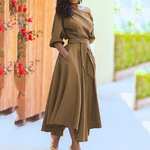 Robe-de-Soir-e-l-gante-Lacets-et-Ceinture-pour-Femme-Tenue-Sexy-la-Mode-d