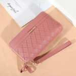 Portefeuille-long-en-cuir-PU-avec-pompon-pour-femme-porte-monnaie-porte-cartes-double-fermeture-clair