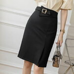 Jupe-mi-longue-taille-haute-pour-femmes-rouge-noir-crayon-fente-ouverte-l-gante-abricot-nouvelle