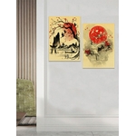 Affiches-de-paysage-de-chat-de-Geisha-Koi-papier-kraft-r-tro-peinture-murale-d-art