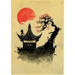 Affiches-de-paysage-de-chat-de-Geisha-Koi-papier-kraft-r-tro-peinture-murale-d-art