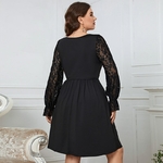 Della-Mel-Robe-courte-en-dentelle-manches-longues-et-col-rond-pour-femme-v-tement-de