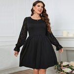 Della-Mel-Robe-courte-en-dentelle-manches-longues-et-col-rond-pour-femme-v-tement-de