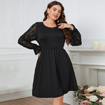 Della-Mel-Robe-courte-en-dentelle-manches-longues-et-col-rond-pour-femme-v-tement-de