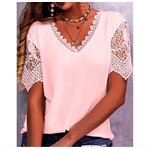 Chemisier-en-dentelle-col-en-V-pour-femme-chemise-imprim-e-florale-demi-manches-confortable-et