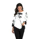 Chemisier-col-rond-imprim-pour-femme-chemise-manches-3-4-pull-d-contract-ourlet-irr-gulier