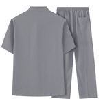 Chemise-et-pantalon-en-coton-et-lin-pour-homme-combinaison-manches-courtes-taille-compl-te-tendance