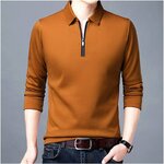 Polo-manches-longues-et-col-fermeture-clair-pour-homme-chemise-l-g-re-et-d-contract