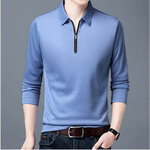Polo-manches-longues-et-col-fermeture-clair-pour-homme-chemise-l-g-re-et-d-contract