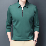 Polo-manches-longues-et-col-fermeture-clair-pour-homme-chemise-l-g-re-et-d-contract