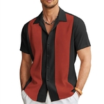 Chemise-de-bowling-d-contract-e-manches-courtes-pour-hommes-chemise-boutons-revers-de-couleur-assortis