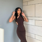 Mini-robe-d-t-pour-femmes-bretelles-cryptographiques-col-licou-Sexy-dos-nu-tenue-de-soir