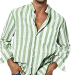 Chemise-manches-longues-pour-hommes-grande-taille-haute-lasticit-habillage-d-contract-rayures-imprim-es-chemises