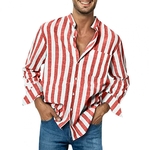 Chemise-manches-longues-pour-hommes-grande-taille-haute-lasticit-habillage-d-contract-rayures-imprim-es-chemises