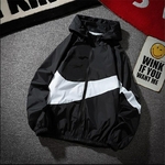 Sweat-Capuche-Fin-Manches-sulfpour-Homme-V-tement-d-Ext-rieur-Fermeture-clair-PVD-Noir-Blanc