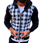 Blouson-aviateur-carreaux-manches-longues-pour-hommes-manteau-coupe-vent-cardigan-capuche-fermeture-clair-mince-d