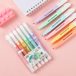 Marqueurs-Fluorescents-Double-T-te-pour-tudiant-6-Pi-ces-par-Set-Style-de-Dessin-Pastel