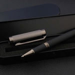 Stylo-bille-en-fibre-de-carbone-avec-bo-te-en-m-tal-stylo-encre-signature-noire
