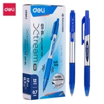 Deli-Stylos-bille-faible-viscosit-recharge-d-encre-signature-noir-bleu-bureau-cole-outils-d-criture