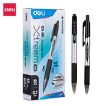 Deli-Stylos-bille-faible-viscosit-recharge-d-encre-signature-noir-bleu-bureau-cole-outils-d-criture