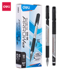 Deli-Stylos-bille-faible-viscosit-recharge-d-encre-signature-noir-bleu-bureau-cole-outils-d-criture